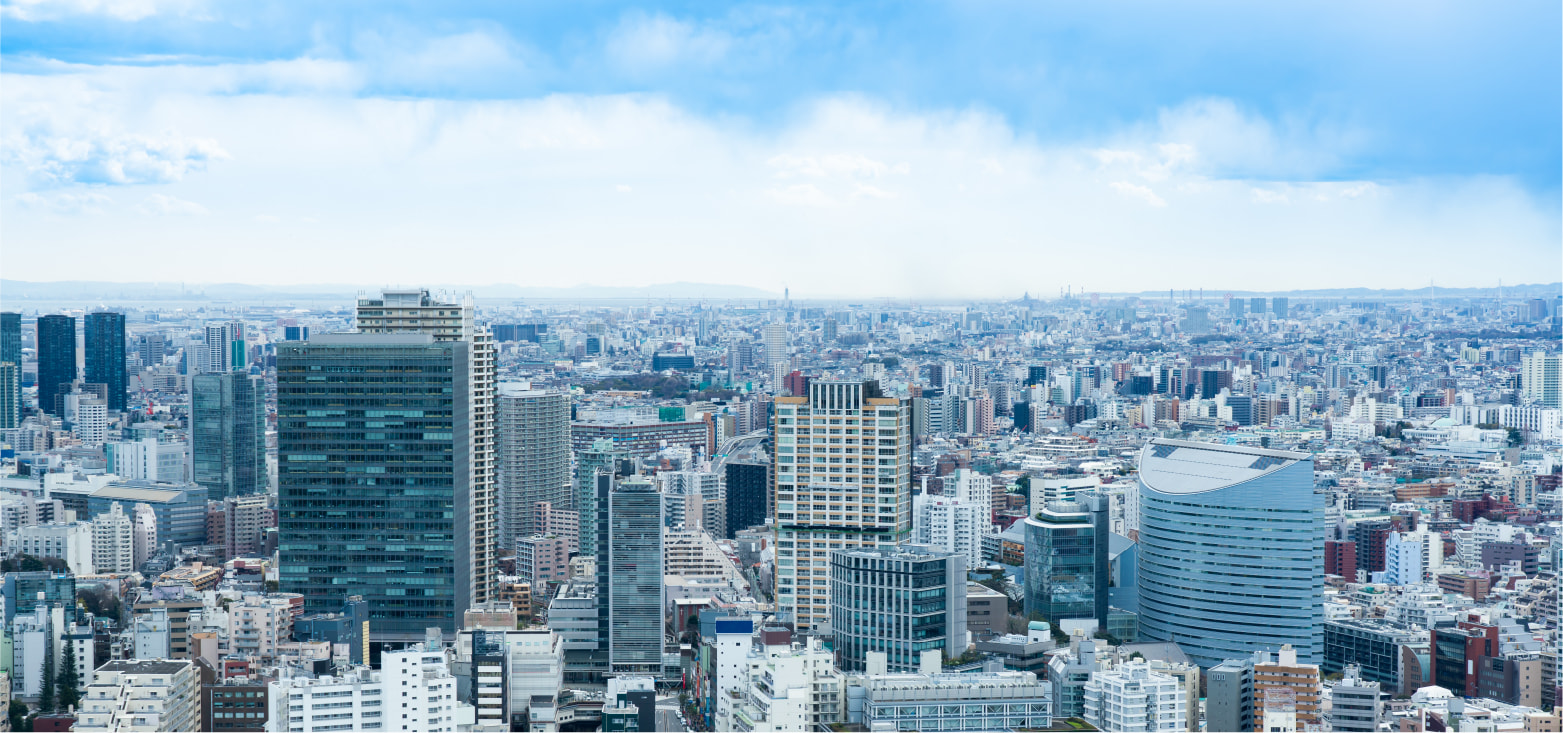 東京のビル群 上空写真